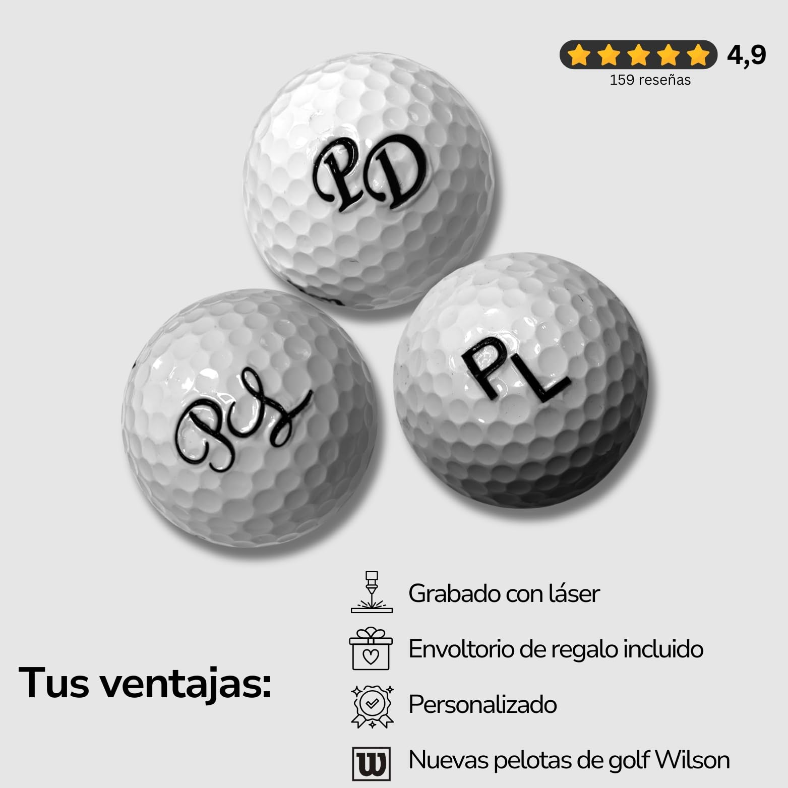 Juego de Golf Personalizado: 4 Pelotas Grabadas con Iniciales y Estuche de Cuero Golfistas