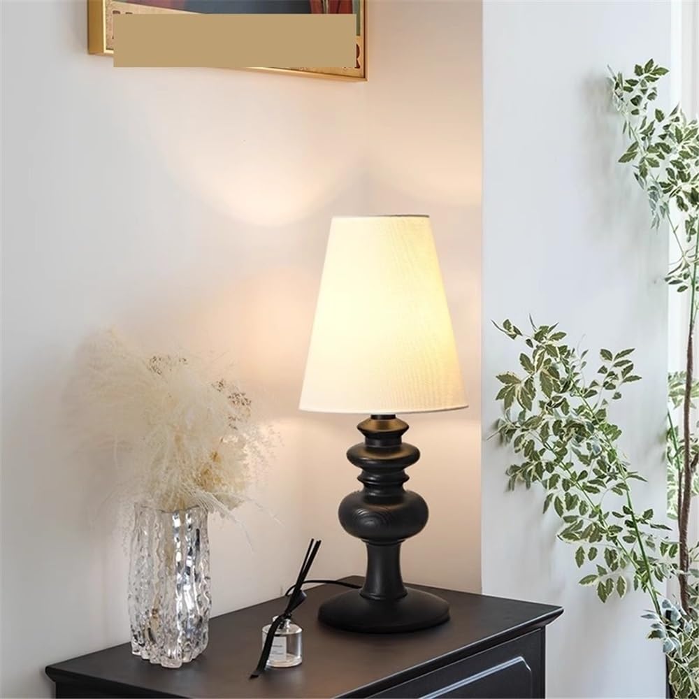Lampa biurkowa Antyczna lampa stołowa do sypialni, stolika nocnego, hotelu, drewniana dekoracja(Brown)