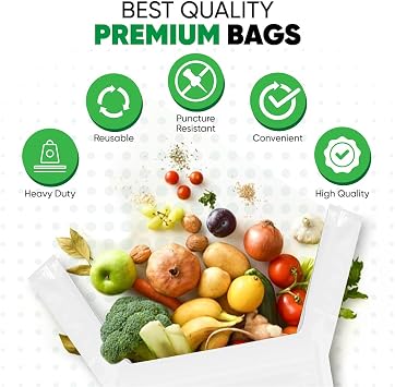 100 White Plastic Carrier Bags – Vest-Style Plastic Bags with Handles for Groceries, Boutique Markets & Takeaways 10 x 15 x 18 Inch (Small)