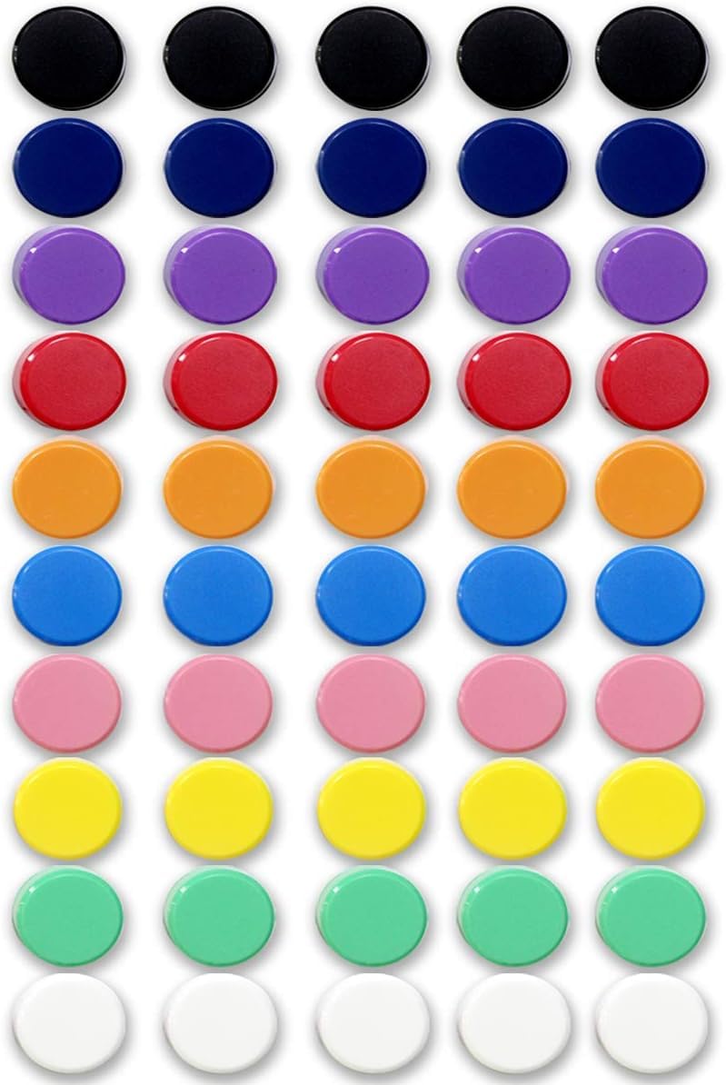 20 Aimants Frigo Colorés - Puissants Pour Tableau Blanc, Frigo, Casier | 10 Couleurs