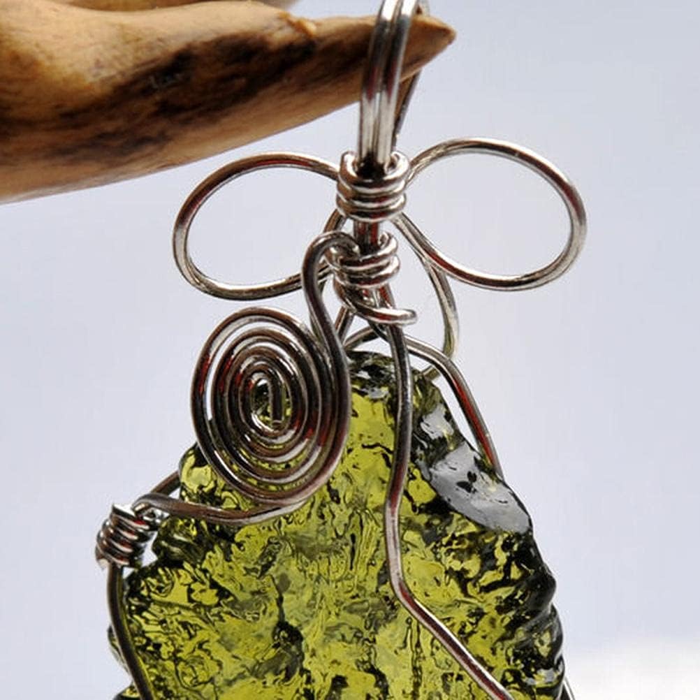 Moldavite Necklace, Green Natural Irregular Energy Stone Necklace Chain Crystal Pendant Jewelry for Men & Women - Image 5
