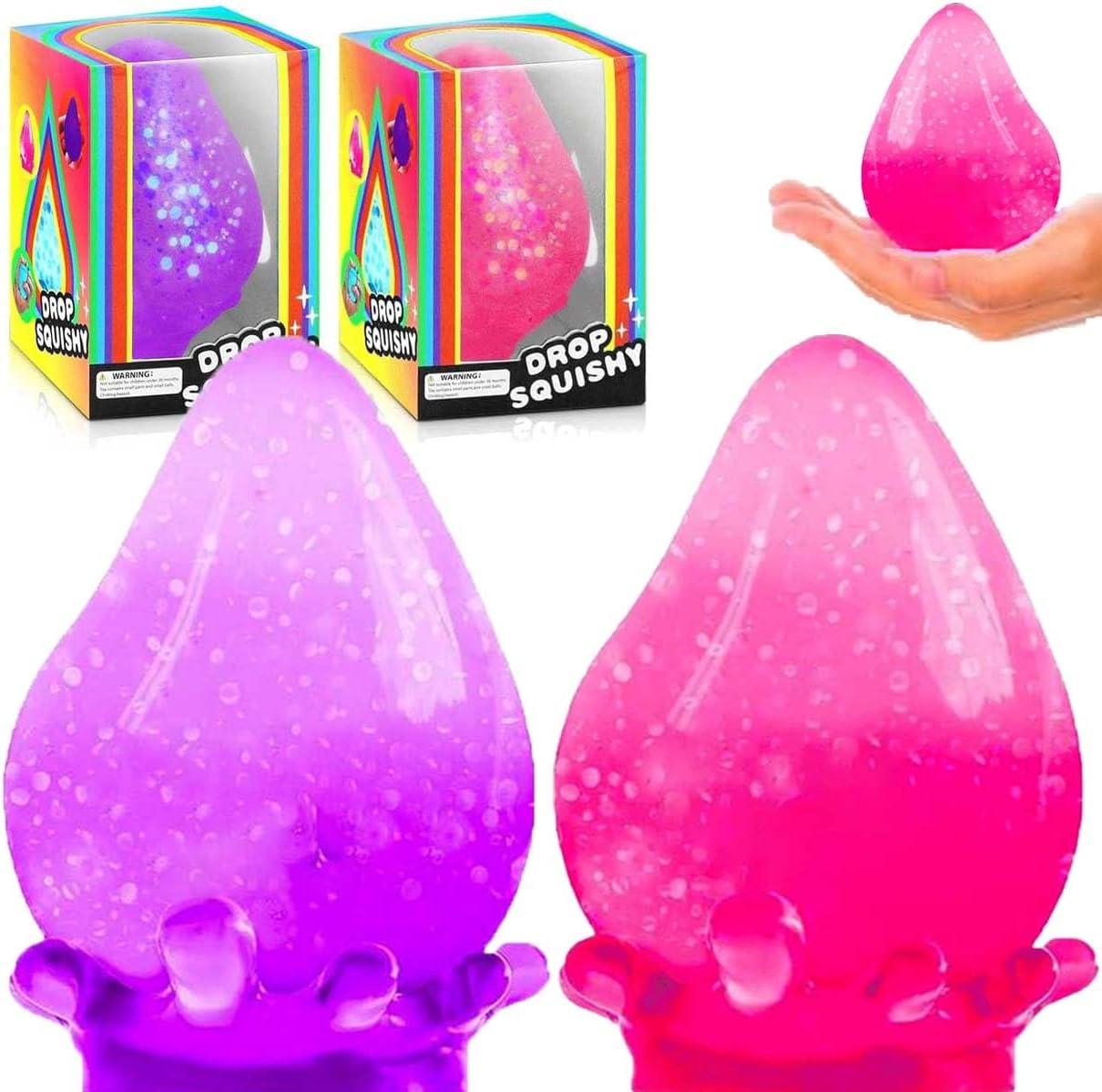 Dream Squishy Drop Toy, Sugar Filled Squishy Toys - High Density Squeeze Balls for Kid & Adults - Super Soft Toys to Ease Stress, Birthday, Christmas, Office, Stocking Stuffer Gift (Red Purple)