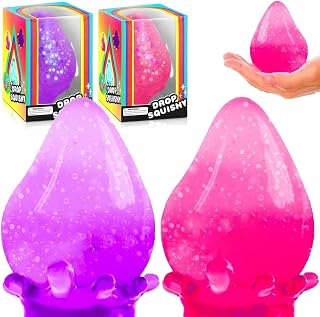 Dream Squishy Drop Toy, Sugar Filled Squishy Toys - High Density Squeeze Balls for Kid & Adults - Super Soft Toys to Ease Stress, Birthday, Christmas, Office, Stocking Stuffer Gift (Red Purple)