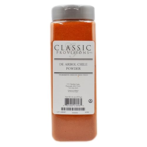 Classic Provisions Especias De Arbol Chile en polvo, 16 onzas