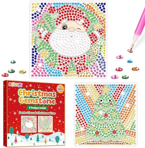 pigipigi Christmas Art Craft for Kids – Diamond Painting Kit for Girls Ages 6 7 8 12 Window Gem Art Creative Toys for 7 Year Old Boy Christmas Holiday Gift Idea