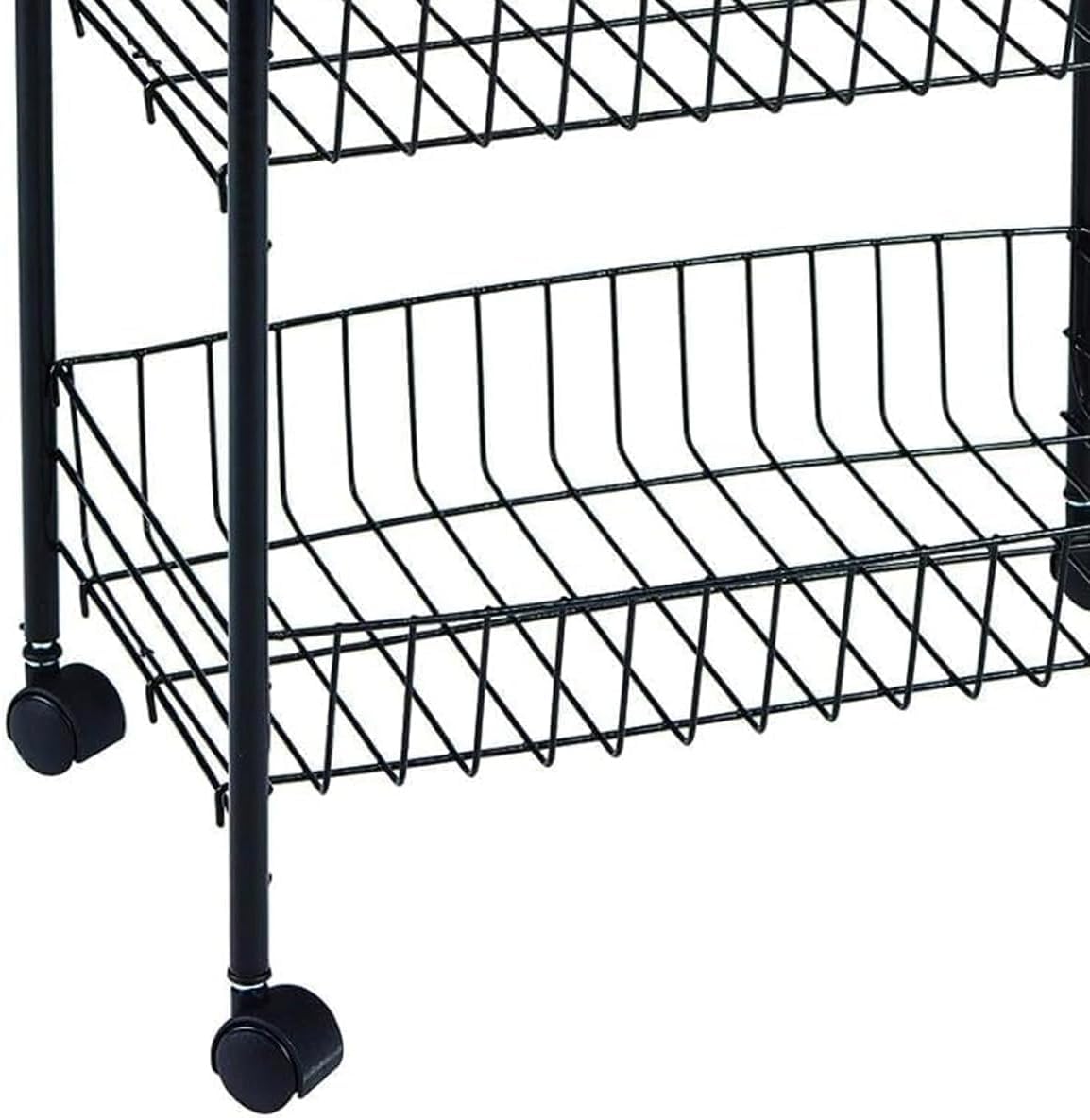 Carrello Organizzatore 5 Cestelli Girevoli - Acciaio, Rotelle Con Freni, Bianco, Per Cucina, Bagno, Ufficio - Foto 13