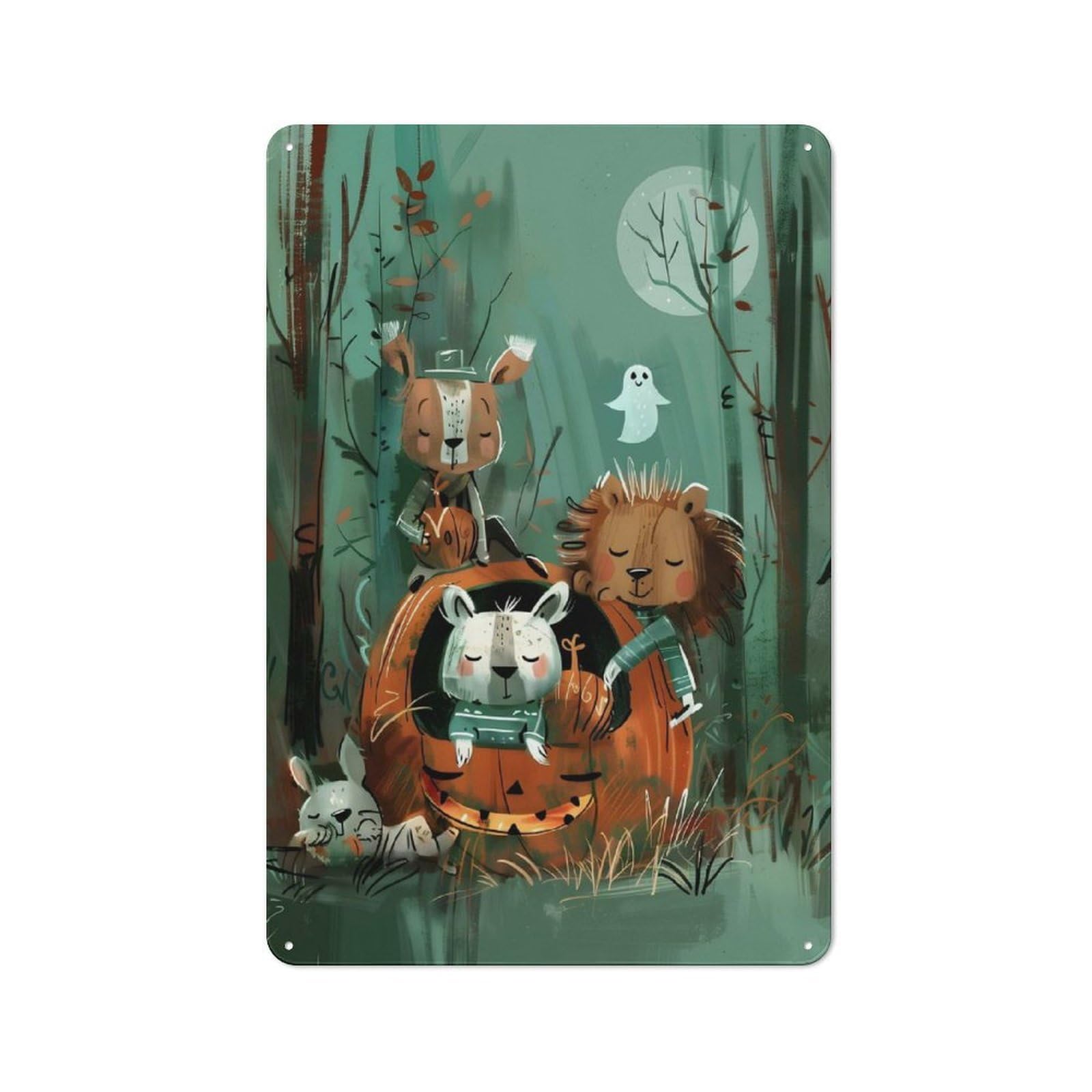 Junmoney Pumpkin Guardians – Forest Protectors Of Hall Retro Metal Wall Sign 30X20cm With Oween For Living Room Wall, Housewarming Wall Decor For People Furnishing Living Room