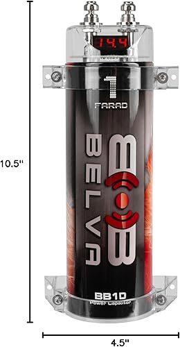 Vista 10 de Belva - Capacitor / tapa de potencia para el audio del auto de 1,0 faradio con visor rojo. BB1D