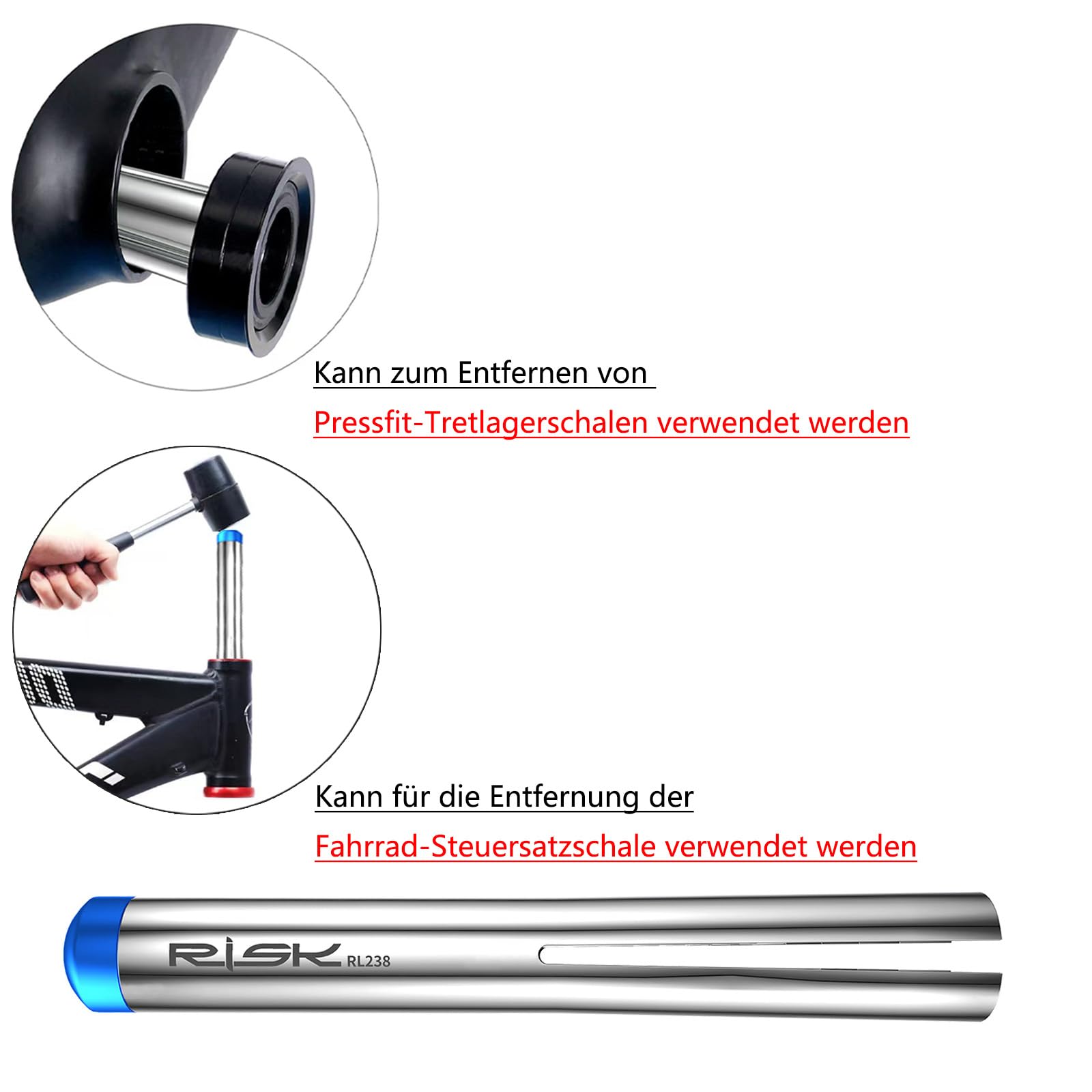 KMRDND Bottom Bracket Bike Bearing Press Headset Removal Tool, Bicycle Bearing Piston Press Fit Removal Tool Internal Bottom Bracket Bearings Headset Bearing Removal Tool