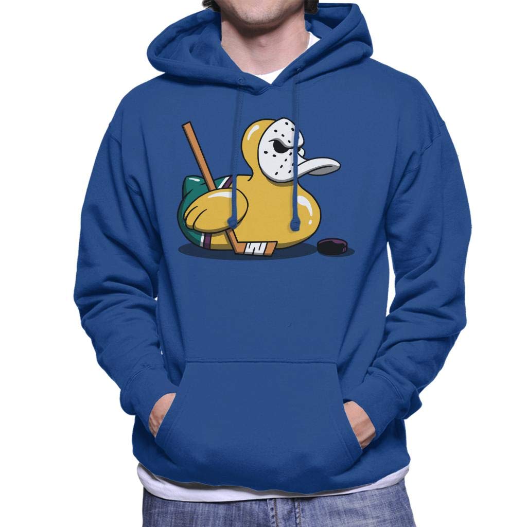 Cloud City 7 Men's Royal Blue Mighty Ducks Cute Rubber Duck Goalie Hooded Sweatshirt