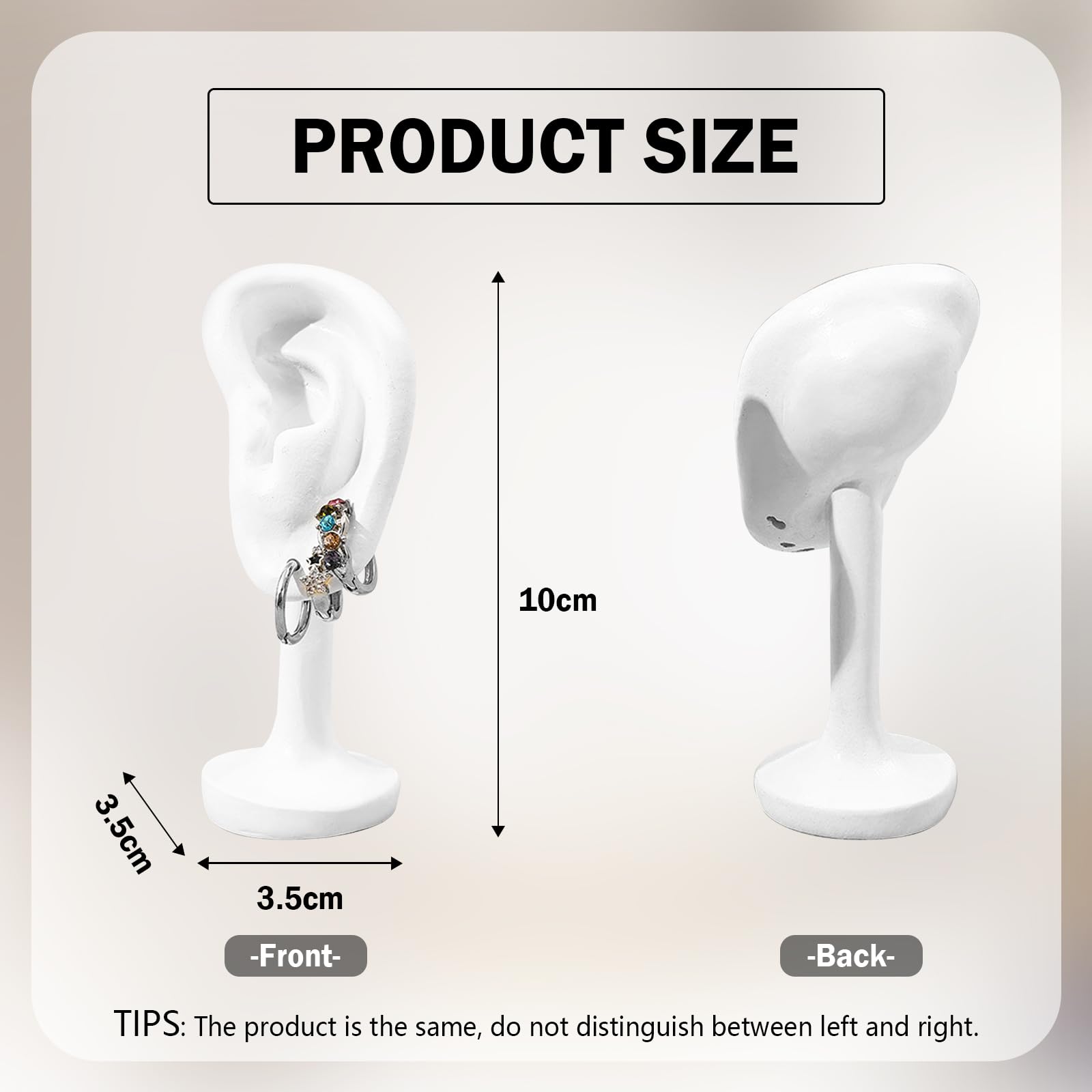 Chris.W 2 Pcs Earrings Display Stand Holder, Ear Shaped Jewelry Display Rack, Ear Model Earring Display Organizer Human Earring Display Holder for Shows Countertop Stand Earring Hanger Tower (White)