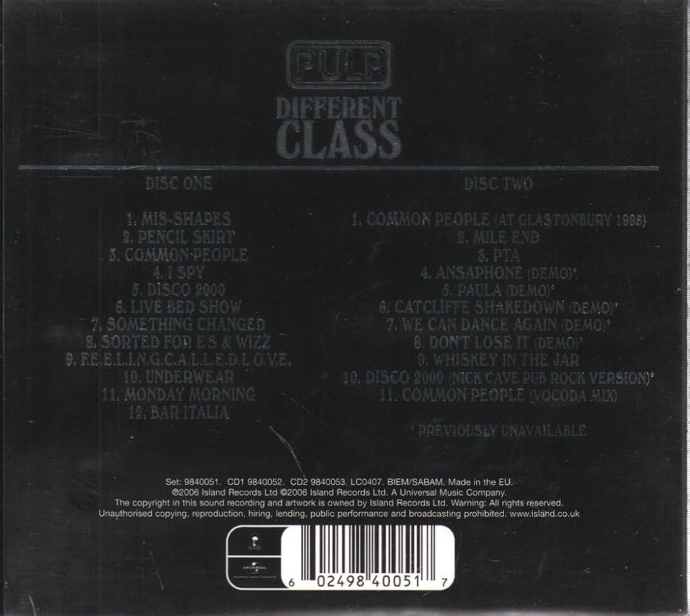 【新品未開封】【レコード】Pulp Different Class PULP / Different Class LPレコード