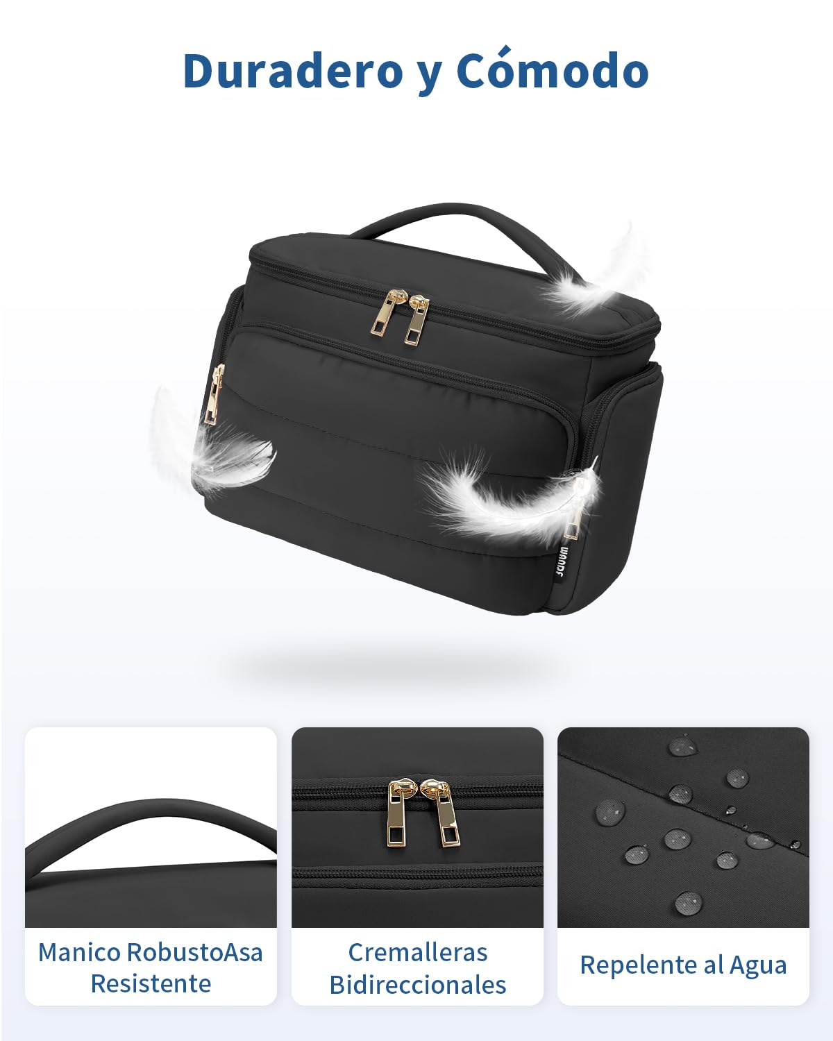 WANDF Neceser de Viaje Grande, Bolso de Maquillaje de Apertura Amplia con Asa, Bolso Cosmético Hinchado para Toallas, Cosméticos, Accesorios y Elementos Esenciales para Mujeres