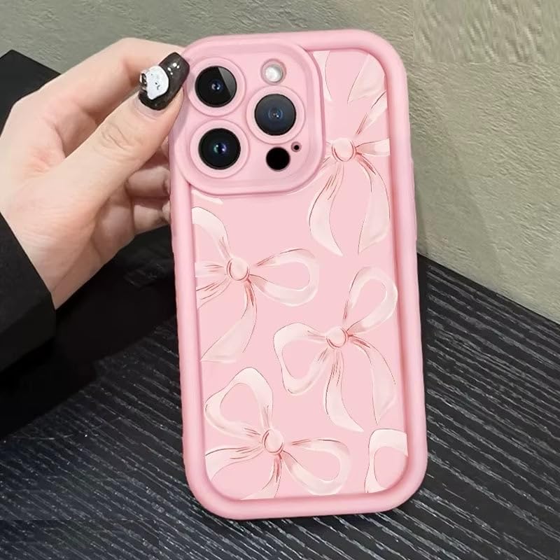 Image of COVERLY Cute Pretty Bowknot Back Case Cover for iPhone 12 Pro | Hot Pastel Pink Ribbon Bow Stylish Design | Camera Lens Protection | Soft Silicone Aesthetic Cover for Girls & Women (Pink, Shockproof)