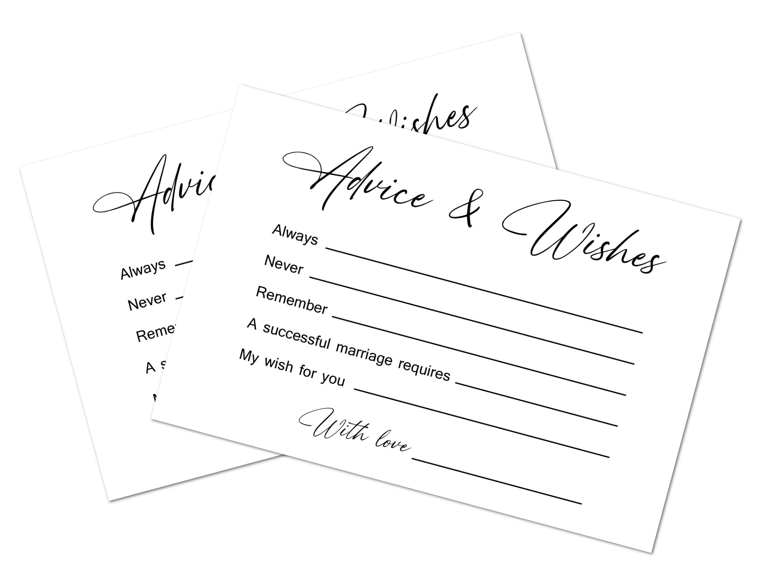 RokAPary Modern Minimalist Wedding Advice Cards, 50, White, For Bridal Shower