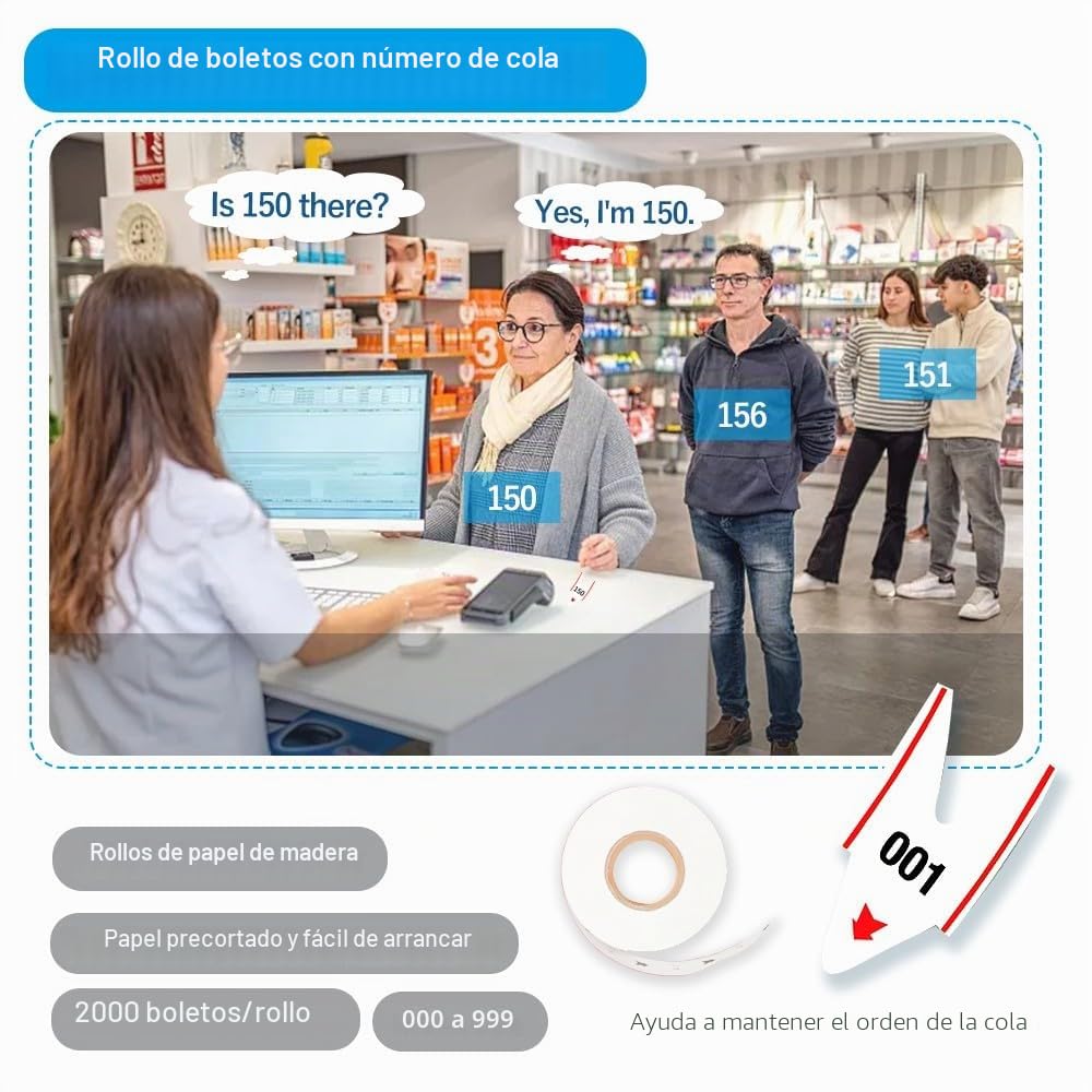 Rollo Tickets Su Turno (5 Rollos,000-999) | 3 Digitos, 2000 Tiquets Turno | Rollos Su Turno, Tickets Turno,Tickets Numerados, Rollo Turno | Rollo Numeros Turno Para Dispensador Numeros
