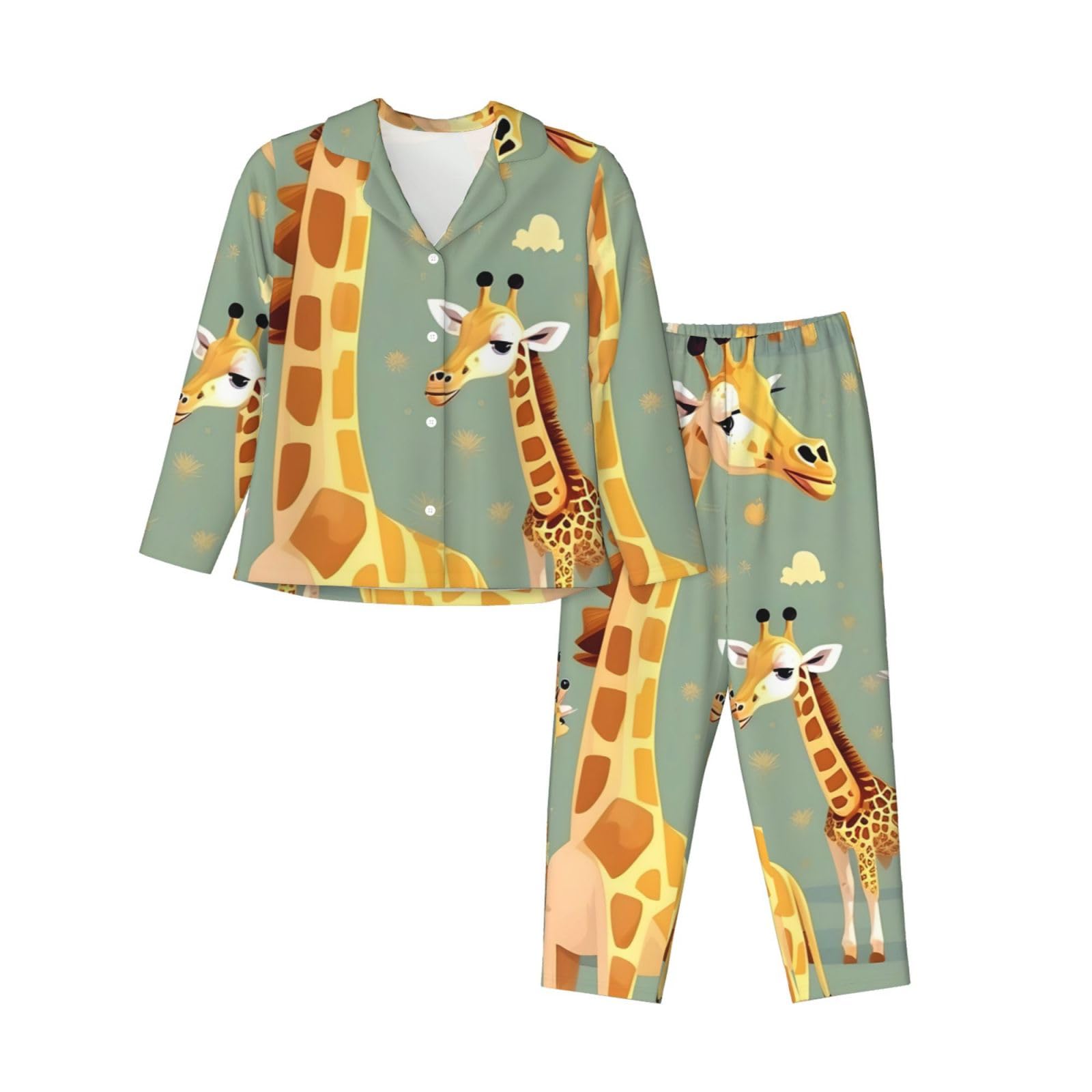 Pijama de jirafas holgado para evitar el frío al dormir 8