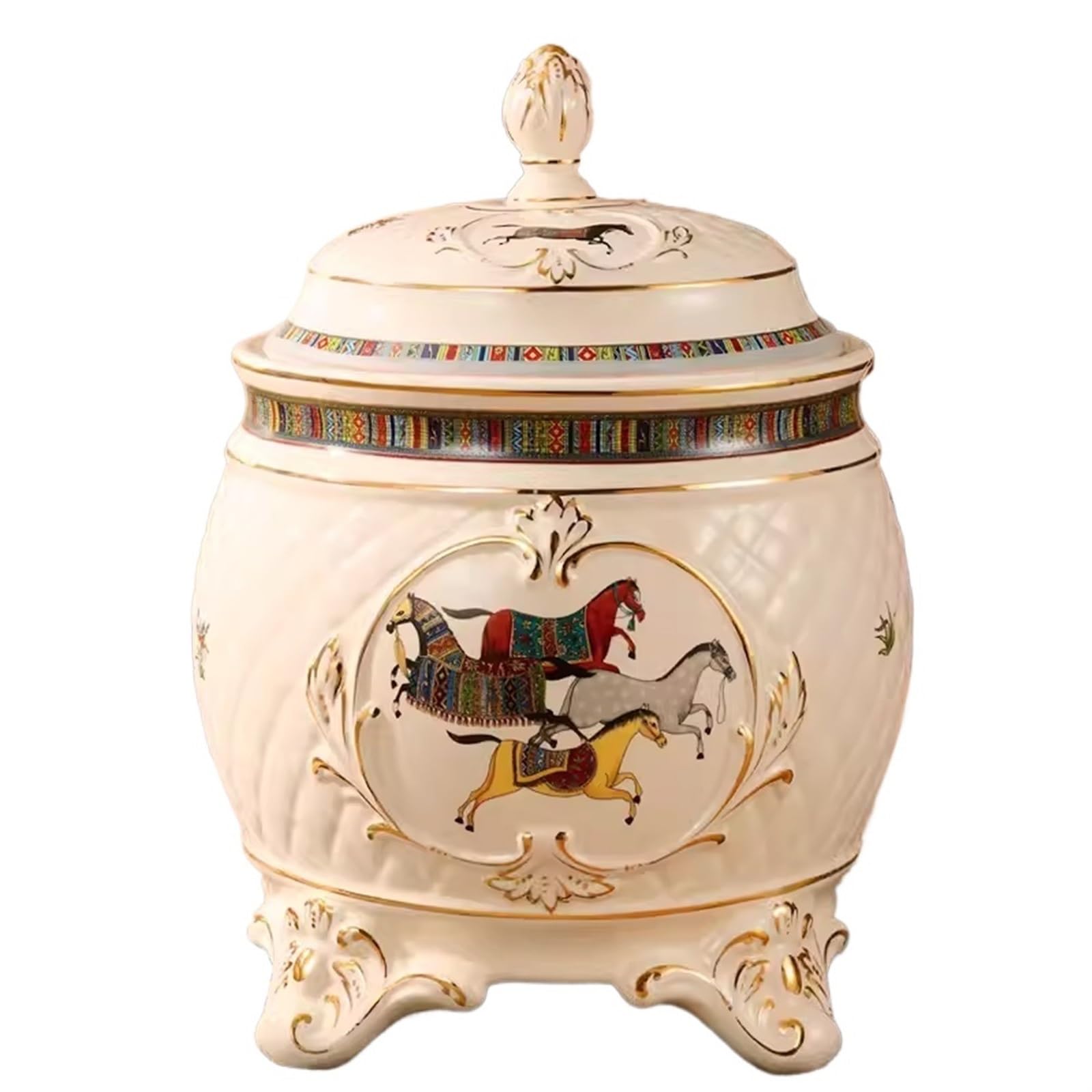 MESCXTY Ceramic Rice Storage Containe with Lid Food Jar Container Airtight Bucket Box for Flour Sugar Coffee Bean Cookies Candy Cereal(5KG)