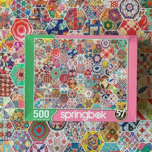 Puzzle de 500 piezas Springbok Crazy Quilts para adultos con piezas únicas, hecho en USA, materiales ecológicos y patrones coloridos de quilting miniatura 5