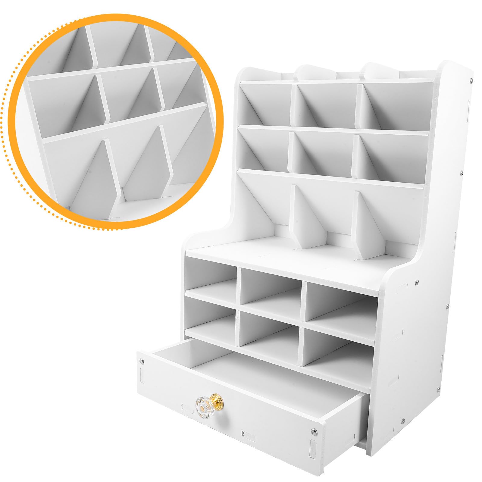 Organizador de Portalápices Compartimentos Múltiples y Gran Capacidad, Caja de Almacenamiento para Escritorio Fácil de Montar en Habitación o Estudio