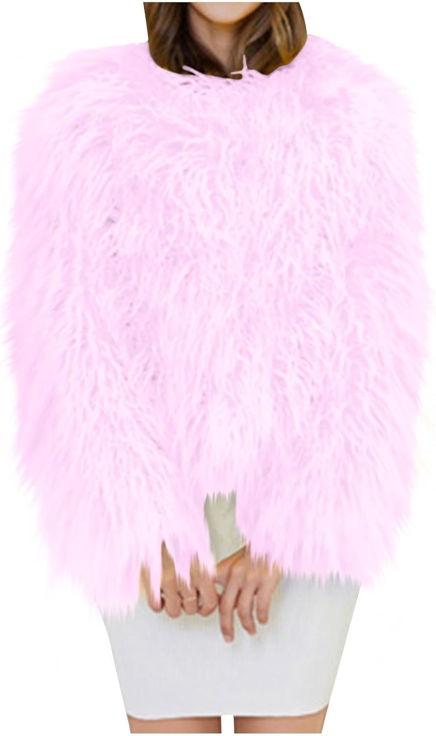 2025 Womens Winter Faux Fur Coat Warm Shaggy Fuzzy Coats Casual Long Sleeve Fluffy Open Front Jackets Trendy Outwear