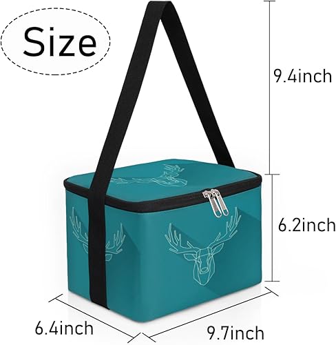 Miniatura 7 de QsirBC Deer Lines - Bolsa de almuerzo aislada de origami para mujer, reutilizable, bolsa cuadrada de comida para adultos y hombres, lonchera más