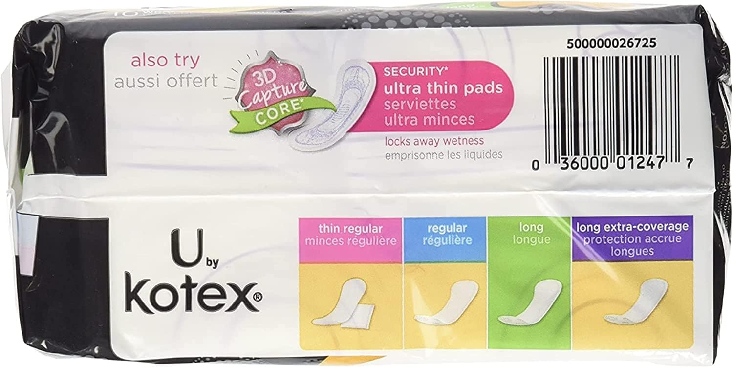 Kotex Natural Balance Absorbent Liners, Long, 16 Count (Pack of Six)