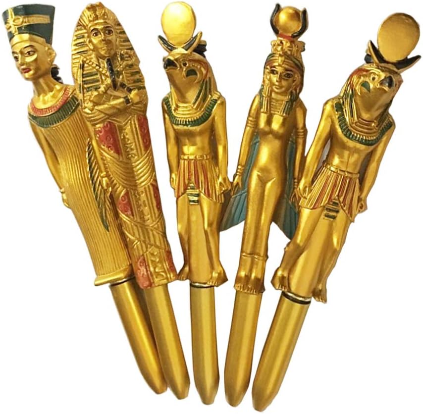 5pcs Novelty Ballpoint Pens Egyptian Shape Gel Ink Writing Pens Creative Gel Pens Stationery Supplies for School Office Children Party Favors(Random Pattern)