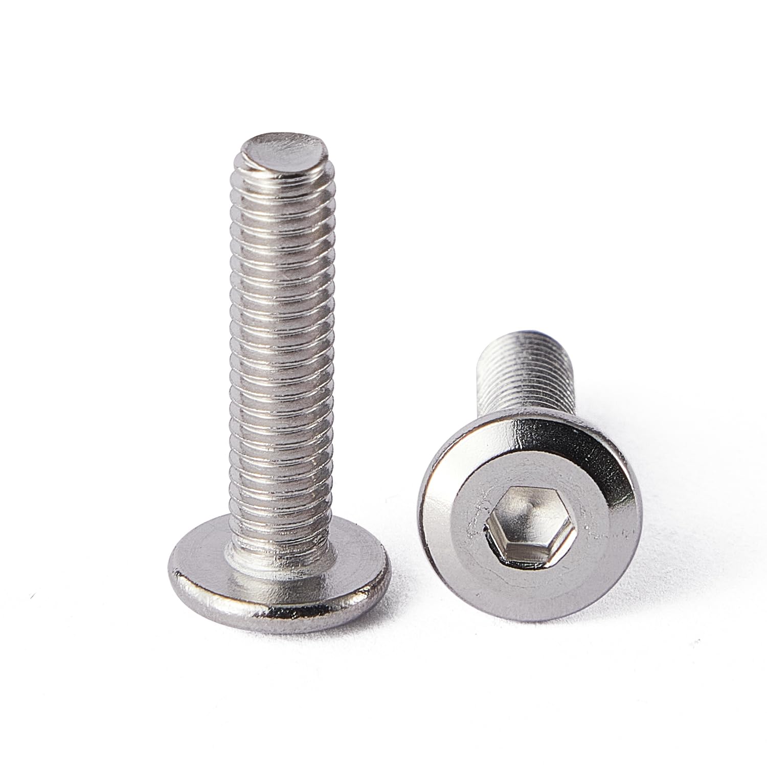 SUNXULIMI M8 x 25mm Flat Round Head Hex Socket Cap Screws Bolts, Furniture Screws, 304 Stainless Steel, Bright Finish, Metric Allen Hex Drive, Fully