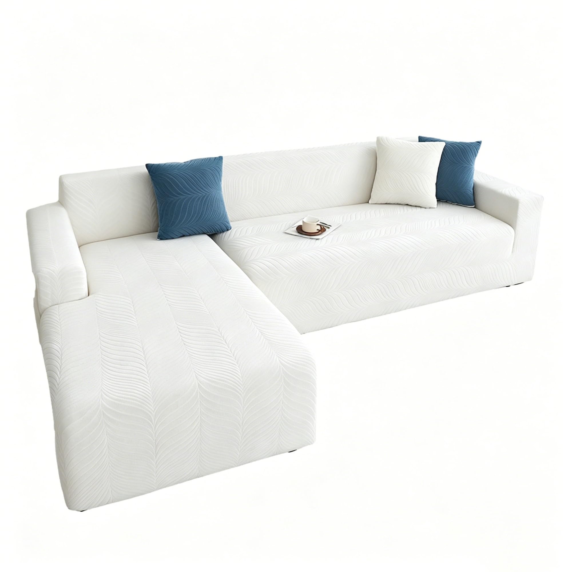 Housse de canapé imperméable et extensible : protection totale pour sofa sectionnel blanc