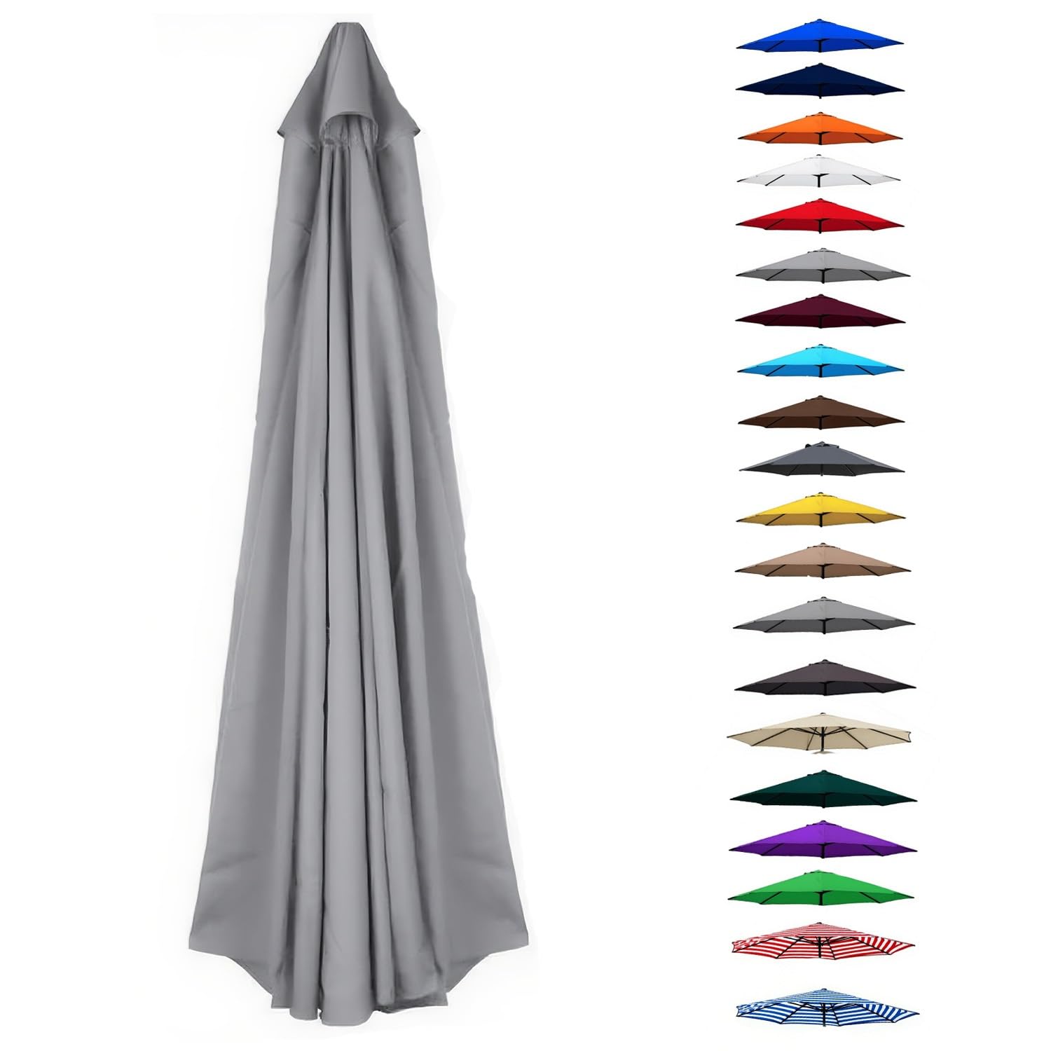 Générique Auvent de Rechange pour Parasol 200-400 cm pour 6/8 Baleines, Toile de Remplacement pour Parapluie de Table, Housses de Rechange pour Jardin, Résistante à la Décoloration, Noire
