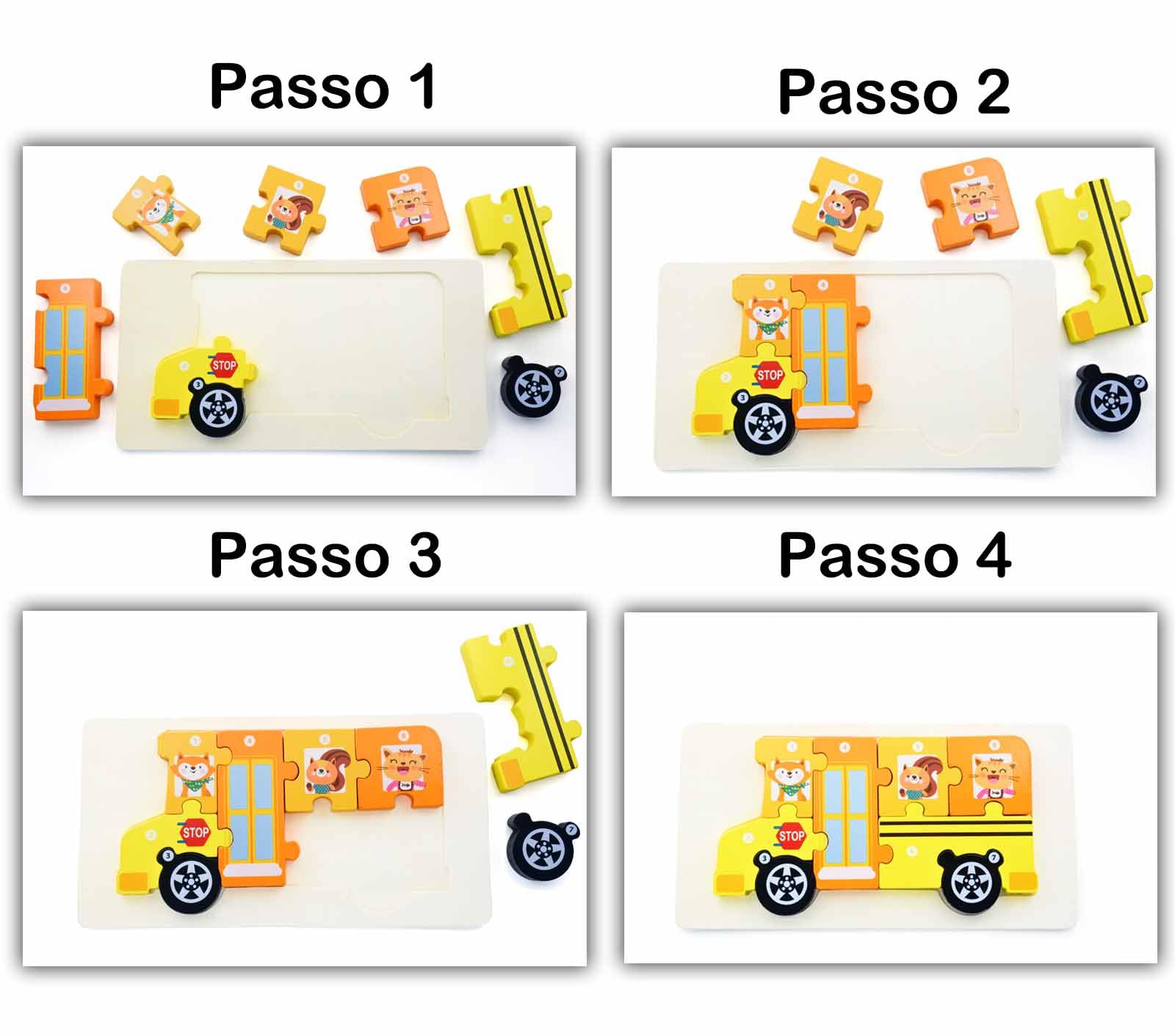 Puzzle in Legno per Bambini 2 3 4 5 Anni, Giocattolo Montessori Educativo, 4 PCS, Auto della Polizia e Auto dei Pompieri, Regalo per Ragazzi