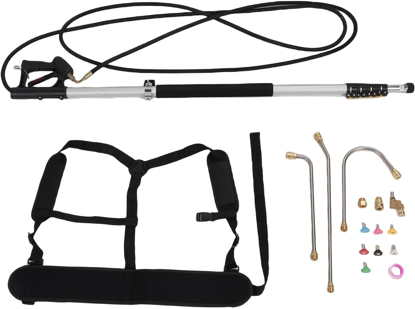 LiebeWH 24ft Telescoping Pressure Washer Wand With 3 Extension Wand Gutter Cleaning Tools for M22 High Pressure Cleaners