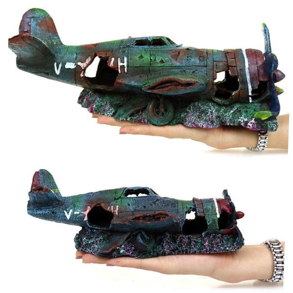 ULTECHNOVO Decoraciones para Acuarios Avión De Acuario De Resina Decoración De Paisaje Artificial para Peceras y Tanques De Agua