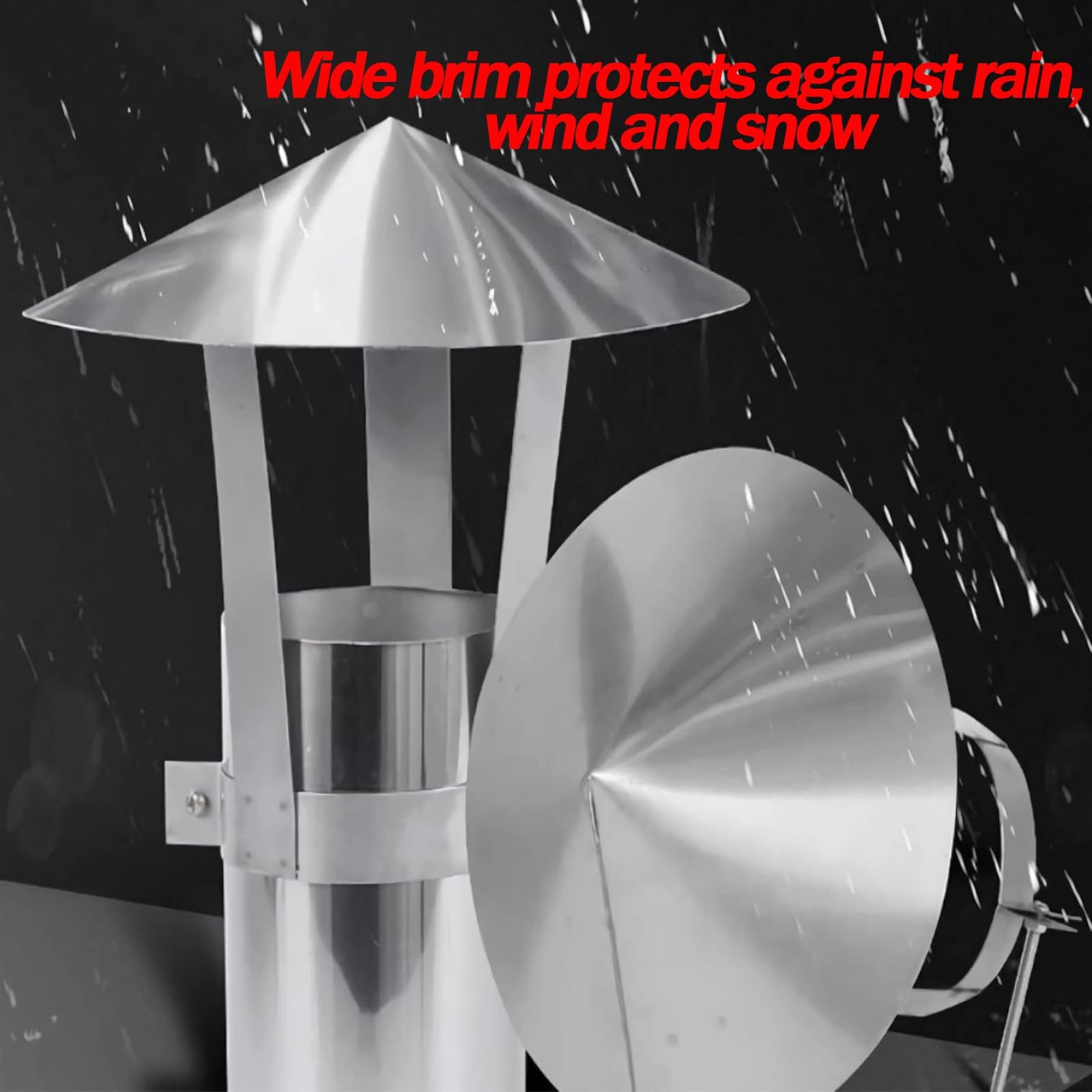 Osłona kominowa, osłona kominowa ze stali nierdzewnej z siatką dla ptaków i osłoną przeciwdeszczową 80-300 mm (240 mm/9,4 cala)