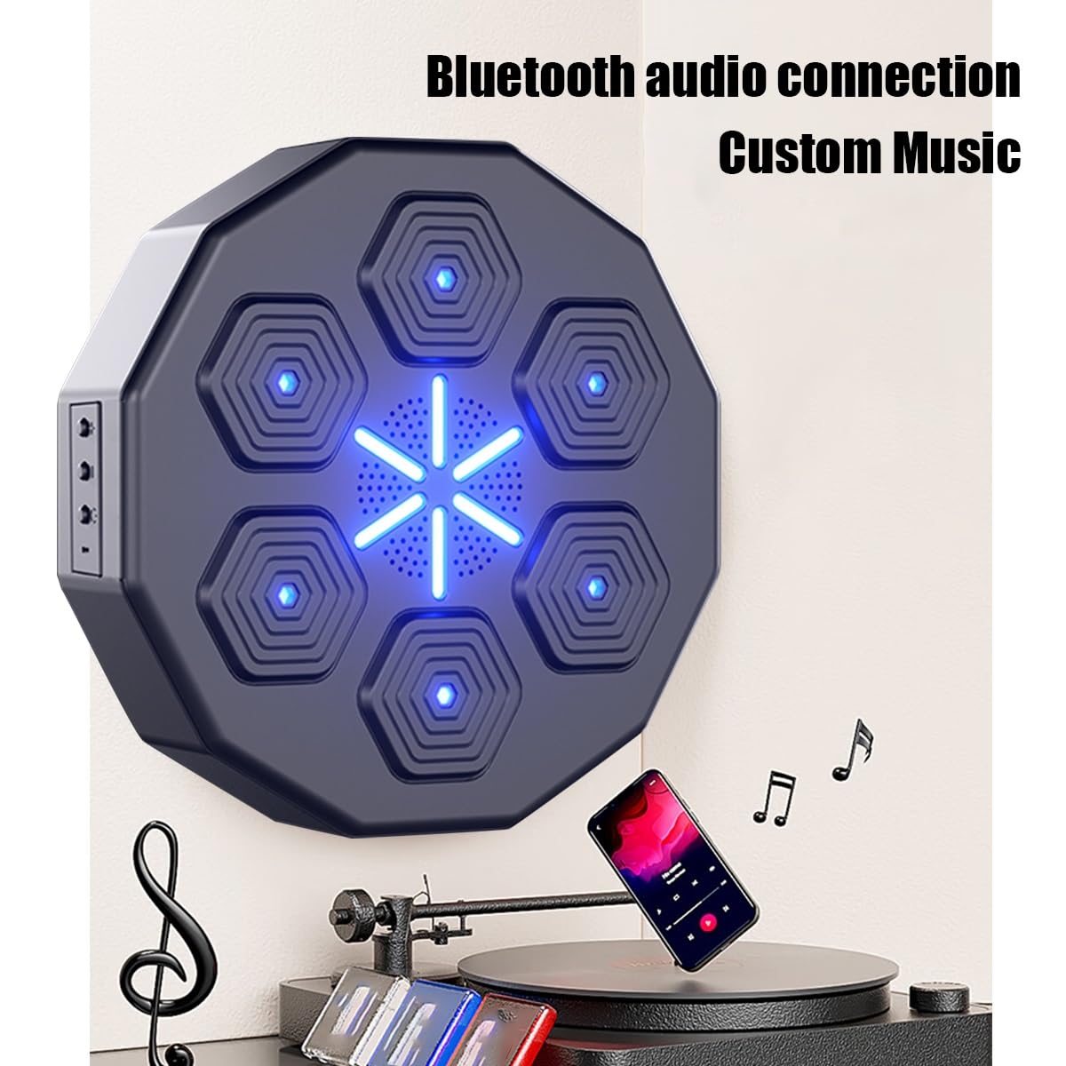 Macchina per il pugilato musicale Attrezzatura per il pugilato intelligente Montaggio a parete Bersaglio per il muro di boxe in base alla musica e all'illuminazione Con punzonatura per l'allenamento d