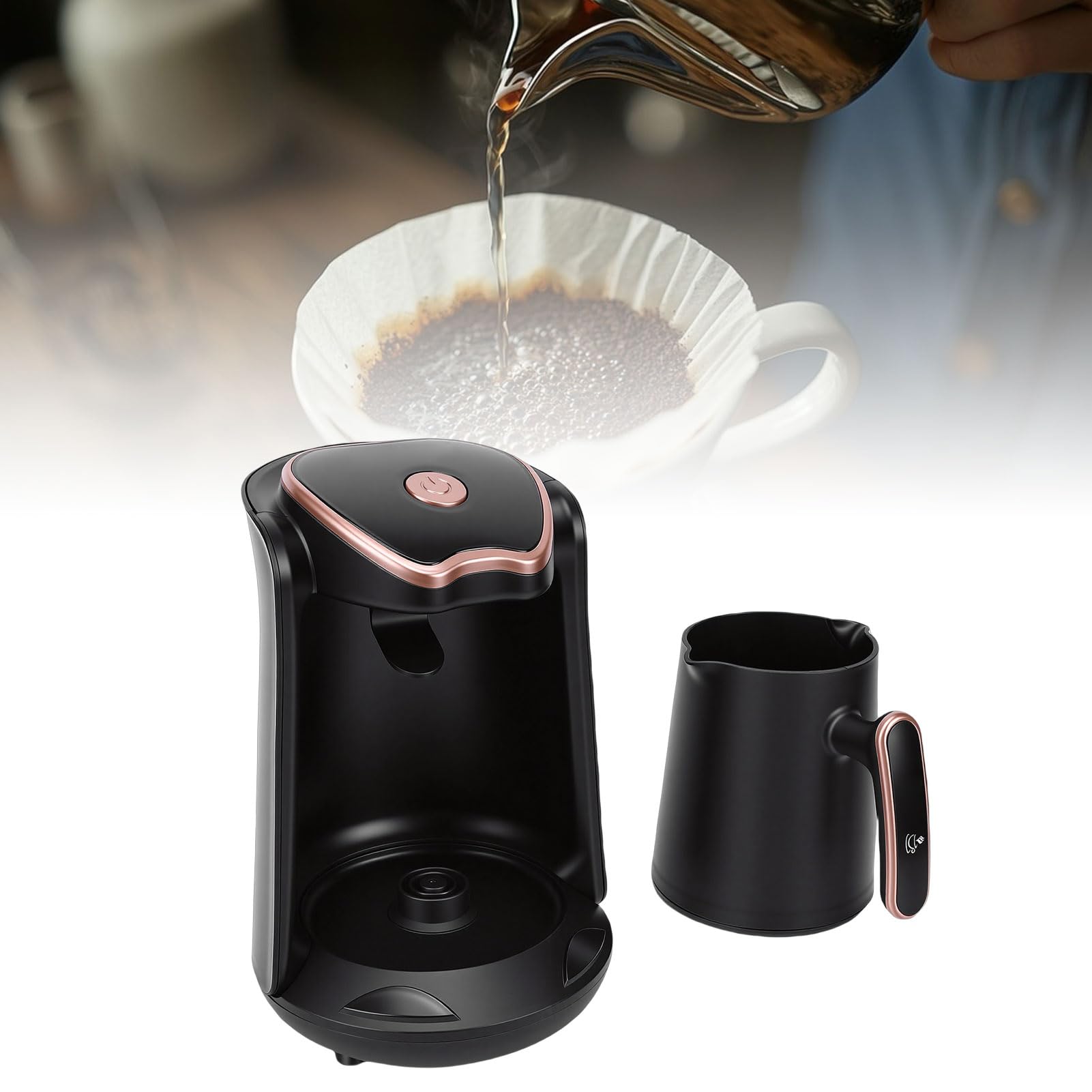 Macchina per caffè turco, macchina per caffè turco elettrica portatile a doppia pentola da 400 W Versatile infusore per tè Macchina per caffè espresso per uso in ufficio domestico