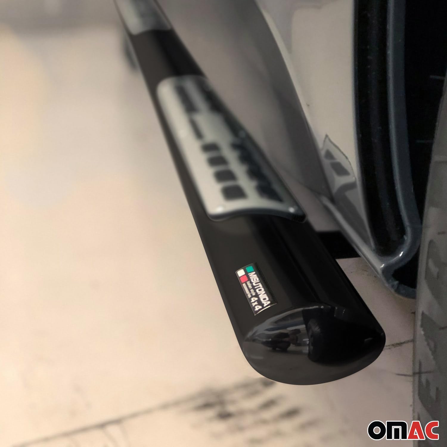 OMAC Acero INOX Faldones Laterales Schwellerrohre Compatible con Ford Ecosport 2013-2017 Negro