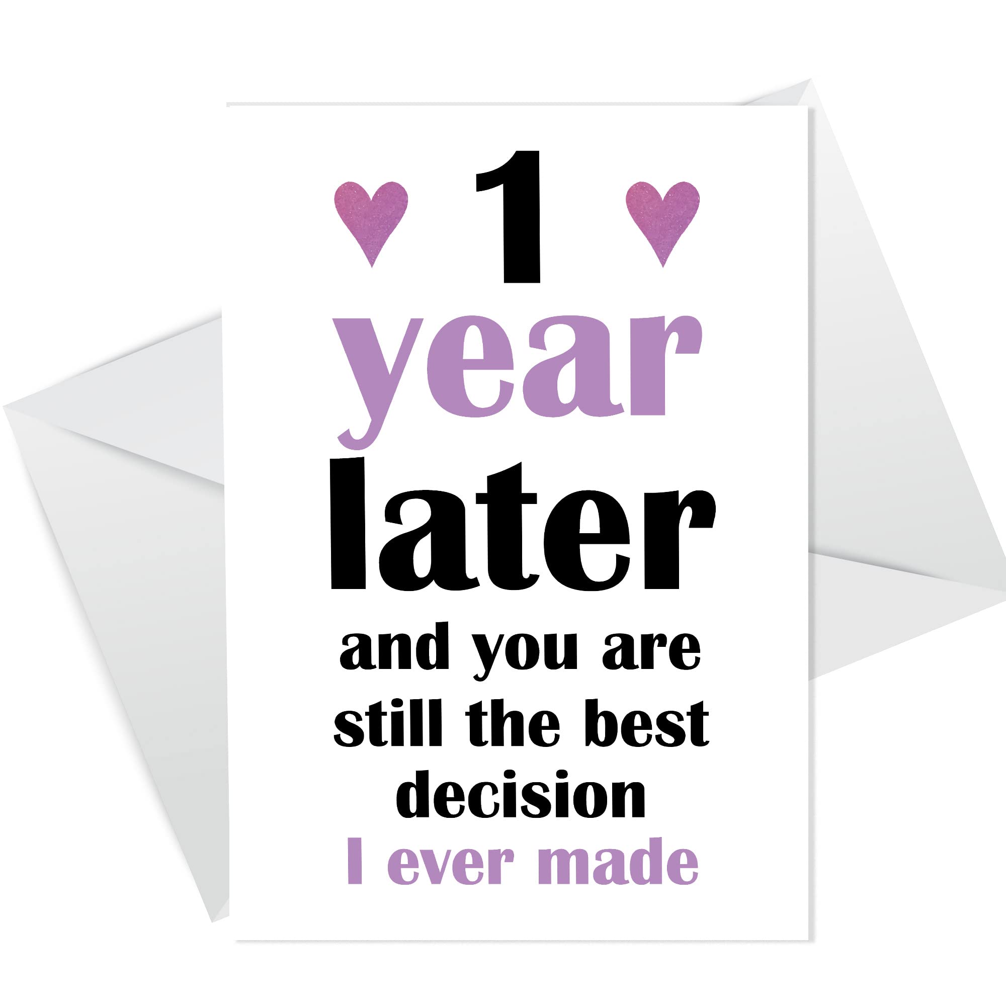 RED OCEAN First Anniversary Card For Him Her BEST DECISION Anniversary Card for Girlfriend Boyfriend Wife Husband Partner