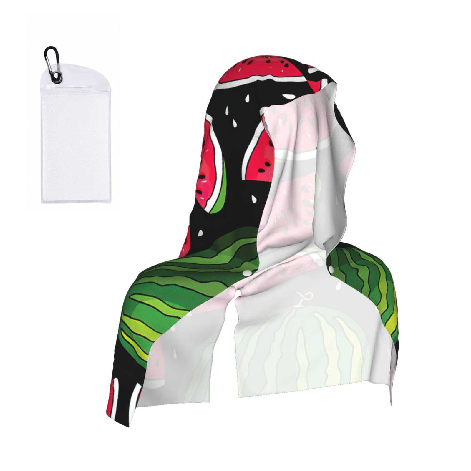 YQxwJL Watermelon Print Unsex Cooling Hoodie Towel, Cools Instantly When Wet Sun Protection For Sports Fitness Gym