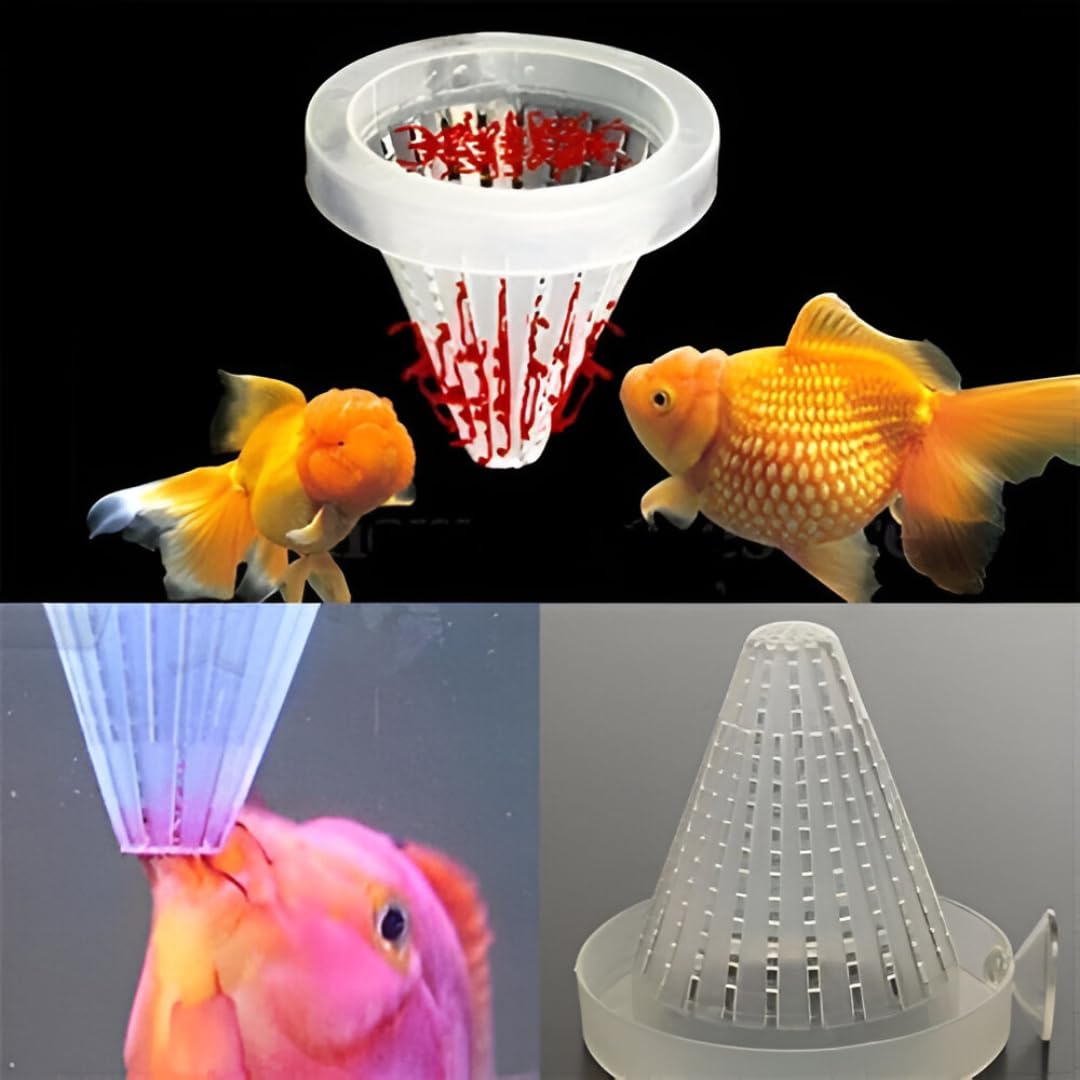 Sucker Worm Feeder, Fish Food Basket with Suction Holder, Bloodworm Cone Feeder (Random Color) (Pack of 4) 1