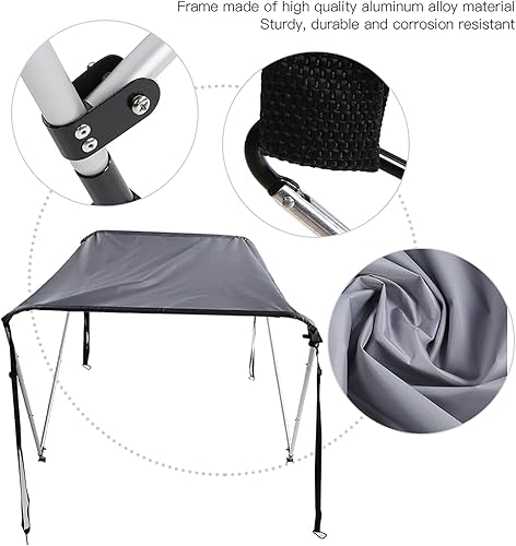 Miniatura 3 de Paraguas de barco, toldo de sombra de barco, varilla de aleación de aluminio 210D recubierto de tela Oxford sombrilla para bote inflable canoa kayak