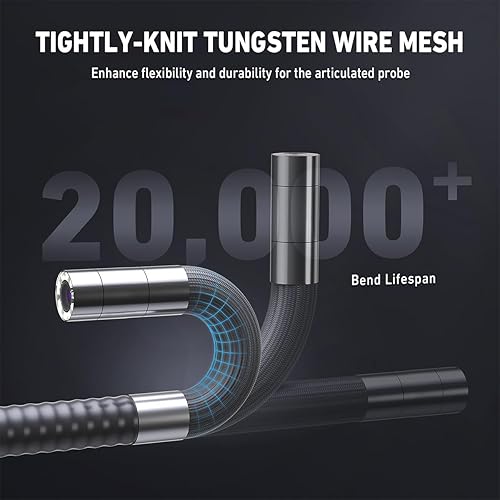 Miniatura 5 de RALCAM Boroscopio articulado, cámara de inspección bidireccional de 0.244 in con sonda orientable para mecánicos de aviones automotrices, compatible