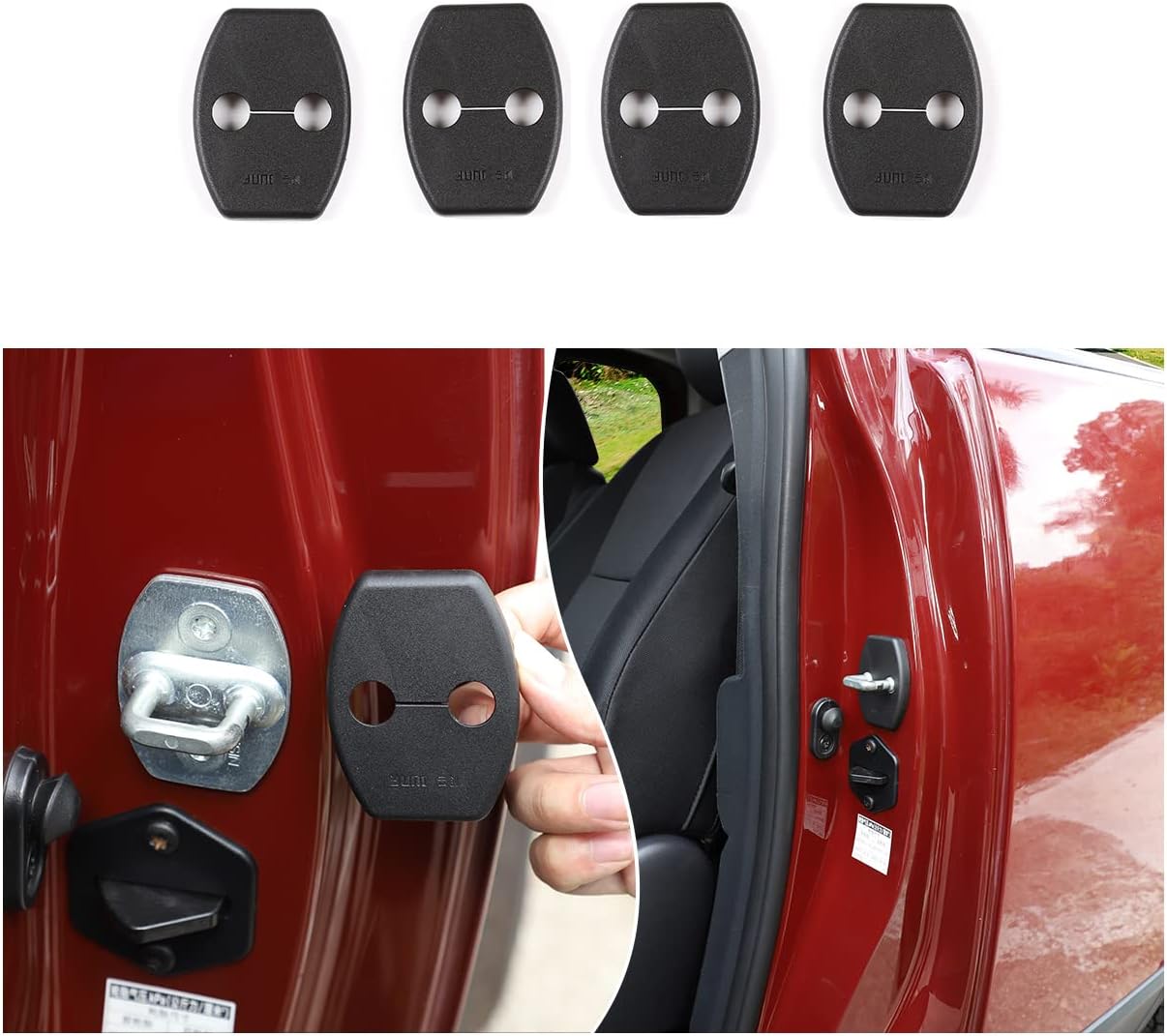 Door Lock Cover, 4PCS Interior Door Key Cover Protection Trim for Toyota FJ Cruiser, Toyota Tundra, Toyota Zelas, ABS Interior Accessories, Black