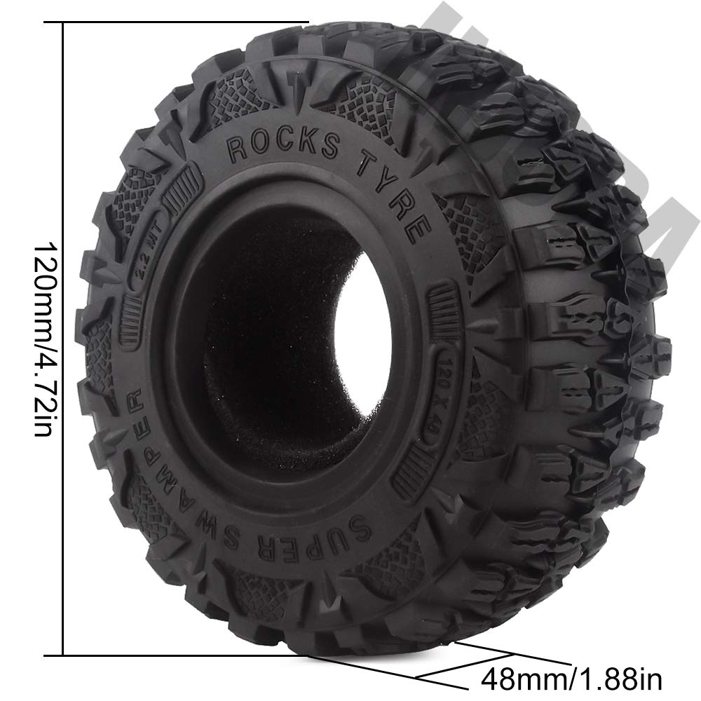 INJORA RC Pneumatici 4pcs 2,2inch Pneumatici in Gomma Ruota RC Accessori per 1:10 RC Rock Crawler Traxxas TRX4 TRX-6 Axial SCX10 90046