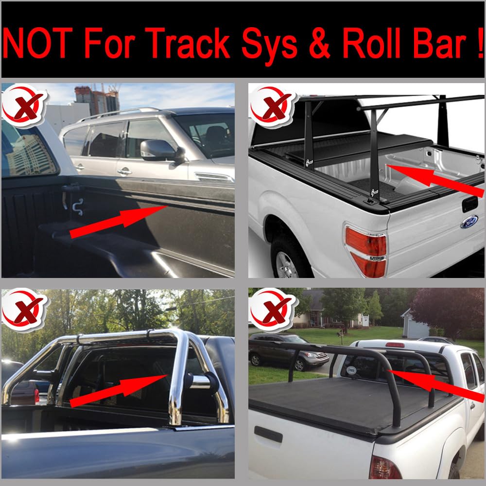Soft Roll Up Truck Bed Tonneau Cover Compatible with Honda 2017-2024, Bed Clamp on Lock Top Mount (Black)