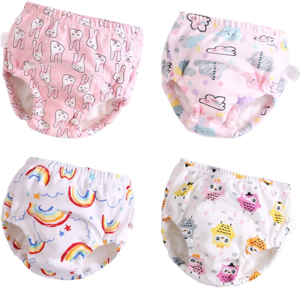 Toddler Potty Training Pants 4 Pack,Cotton Training Underwear Size 2T,3T,4T,Waterproof Underwear for Kids