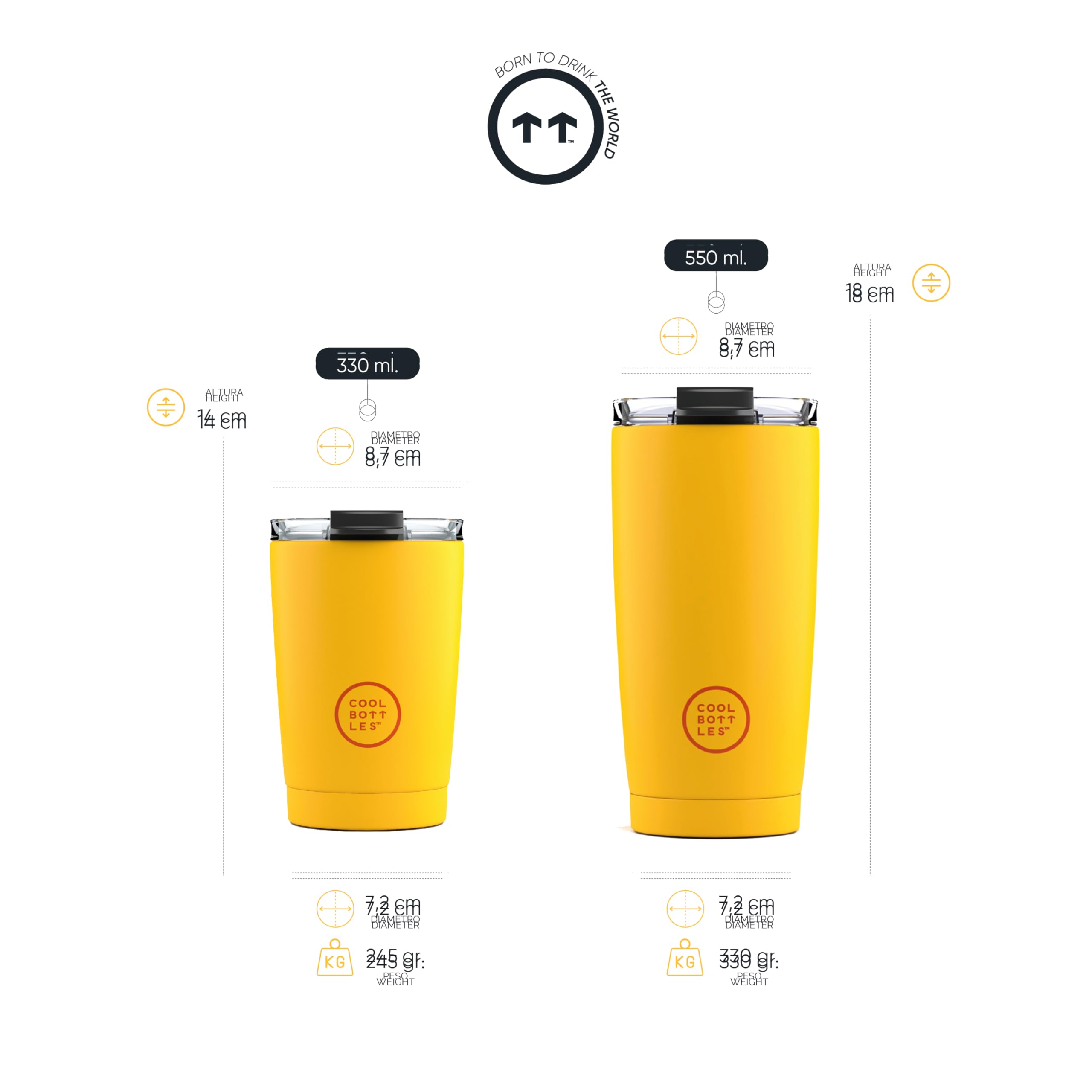 Cool Bottles - Tumbler - Vaso Térmico de Acero Inoxidable - 330 ml
