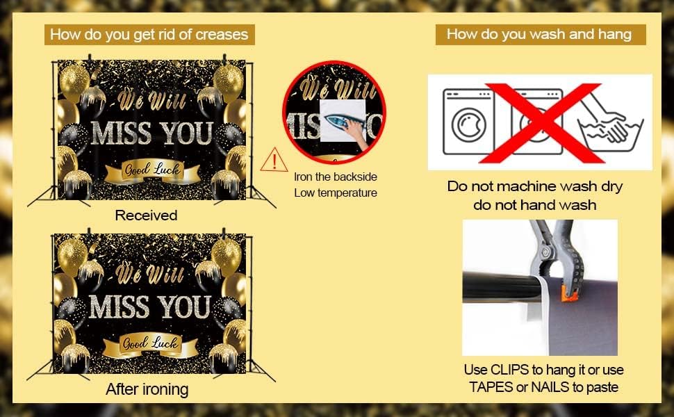 Miniatura 6 de Fondo de fiesta de despedida de jubilación We Will Miss You Black Gold Glitter Balloon Photography Background Goodbye Going Away Retirement Bye