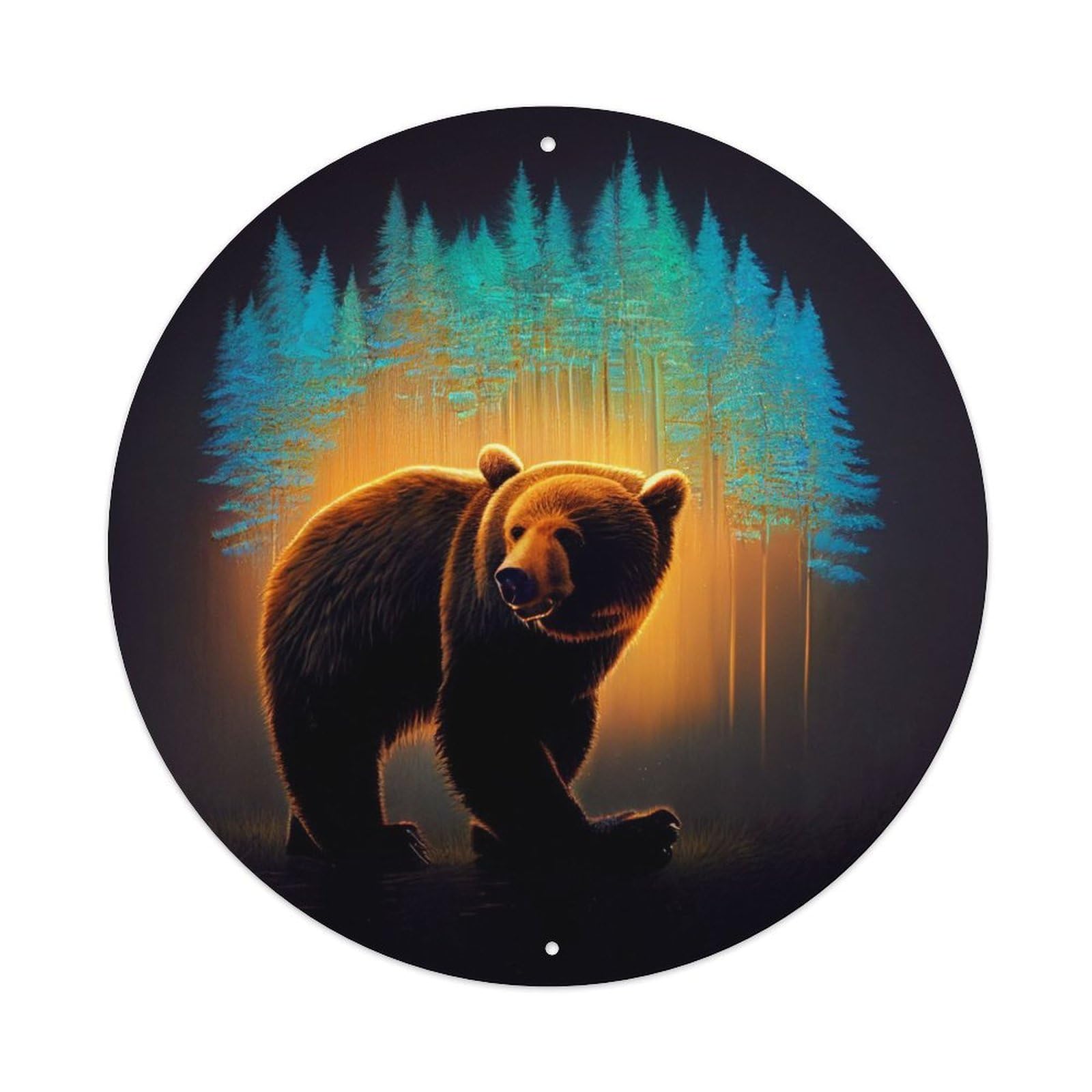 Animals Artwork Grizzly Bear Vintage Metal Tin Sign Plaque Wall Decor for Cafe, Club Bar, Office, Garden Metal Poster 8x8Inch